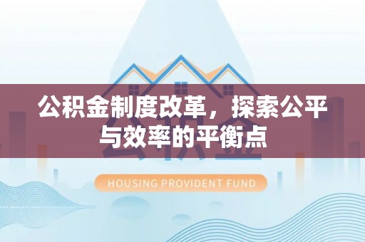新平公积金制度改革，探索公平与效率的平衡点
