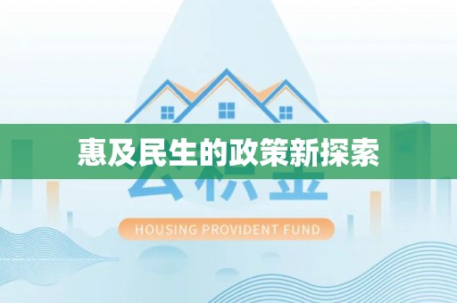 新平惠及民生的政策新探索